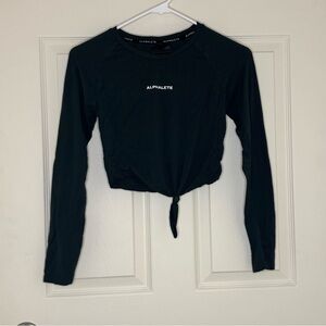 Alphalete Black Long Sleeve Tie-Front Athletic Top